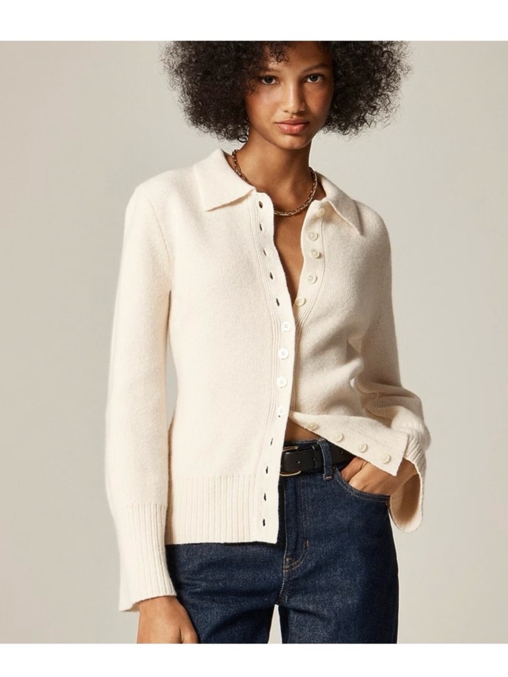 NWT J. Crew Milano-stitch Cinched-waist Cardigan Ivory